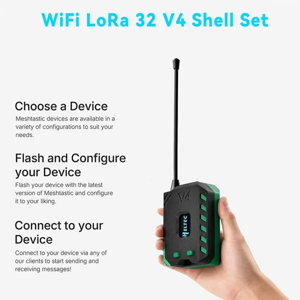 Heltec V4 Meshtastic WiFi LoRa 32 Dev-Board Case Set with Soft Antenna ESP32 SX1262 Solar Powered BLE Low Power