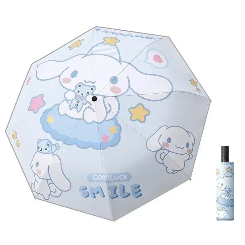 Sanrio Melody Yu-paraguas canela para niños, serie de paraguas inverso con mango largo, seguridad automática, antirebond, protección solar duradera y bonita