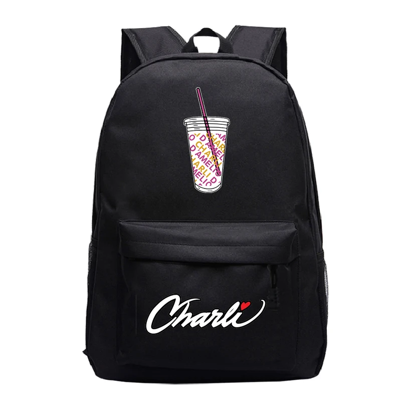 High Quality Charli Damelio Backpack Girls Ice Coffee Splatter Pattern School Backpacks Women Daily Rucksack Teens School Bags