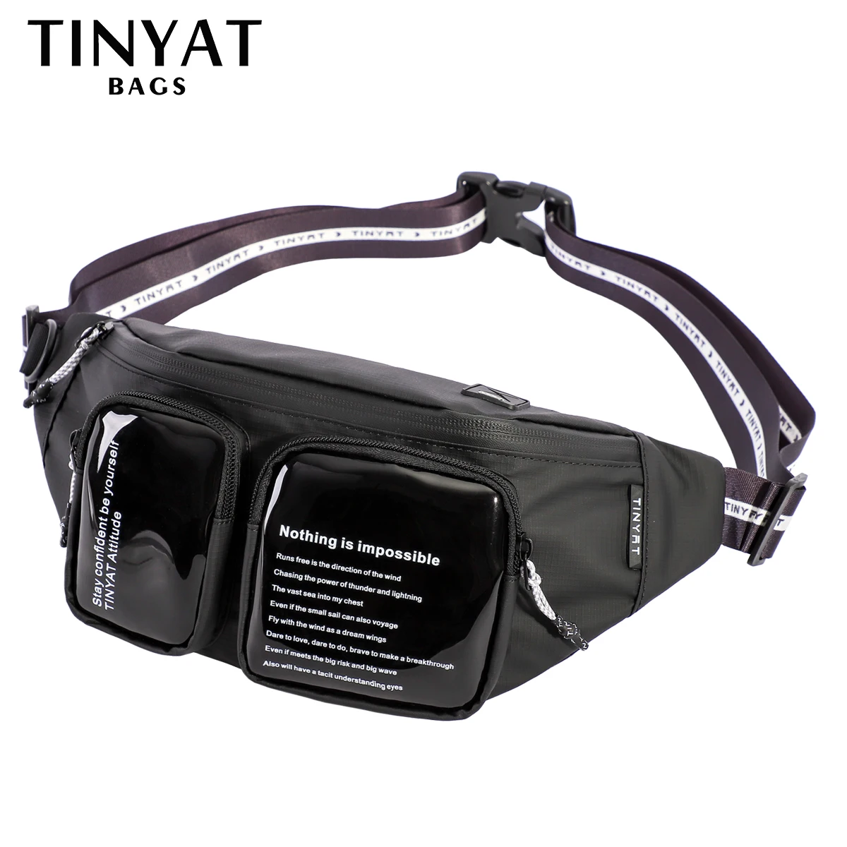 TINYAT Man Belt Pouch Travel Sports Fanny Pack Waterproof Zipper Women Waist Bag For Phone Fashion Shoulder Chest Bag Men