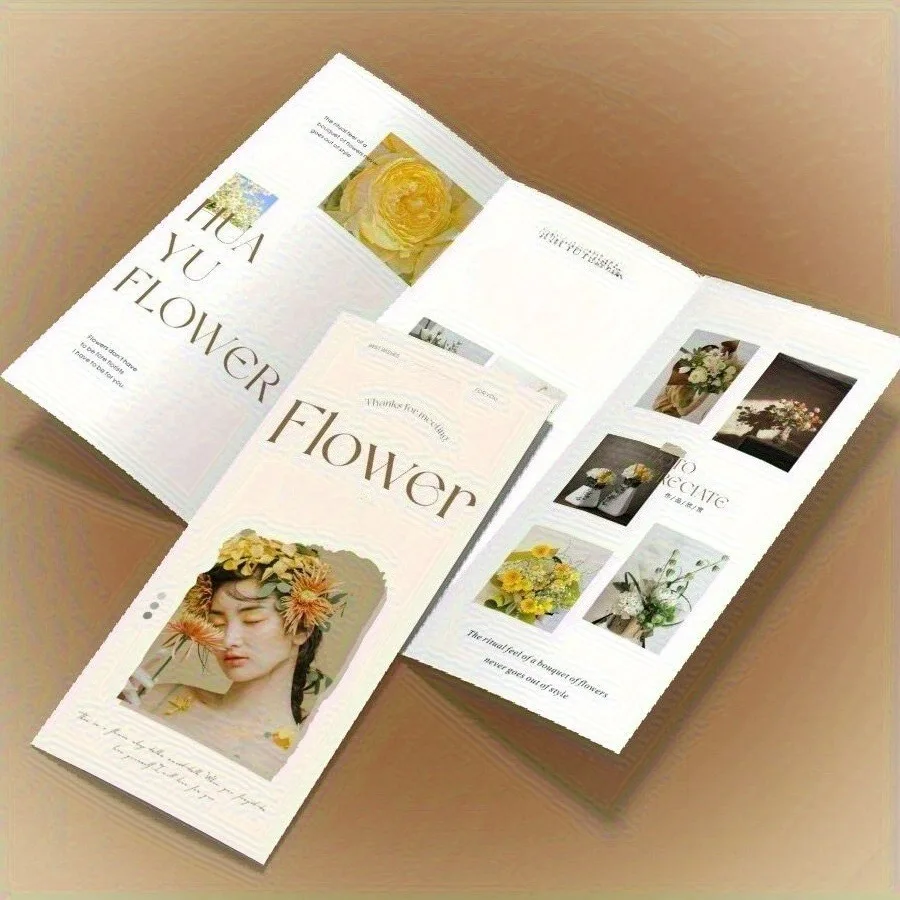 Picture 4: Minimalist A5 21×14cm 30pcs Custom Tri-Fold Brochures for Restaurant Menu & Business Advertising Flyers