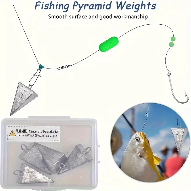 3/4/5pcs Pyramid Fishing Sinkers Set - Heavy-Duty Lead Weights (1oz-8oz)