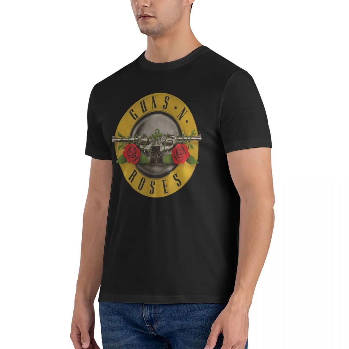 Unisex Guns N Roses Bullet Logo T-Shirt for Men Cotton Plus Size T Shirts Men's Tees Short Crew Neck Summer Clothes Tops S-6XL