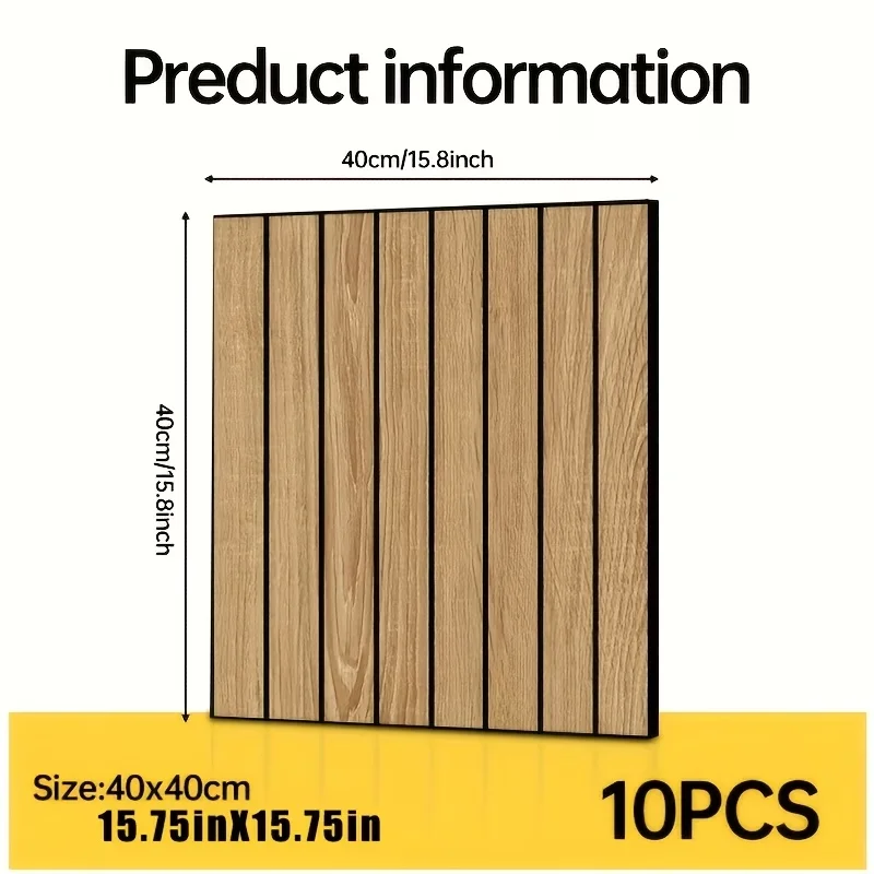 10pcs 40x40cm 3D Stripe Grid Panels，Removable Peel and Stick Wallpaper, Realistic Texture，for Furniture Makeover,Home & Office D