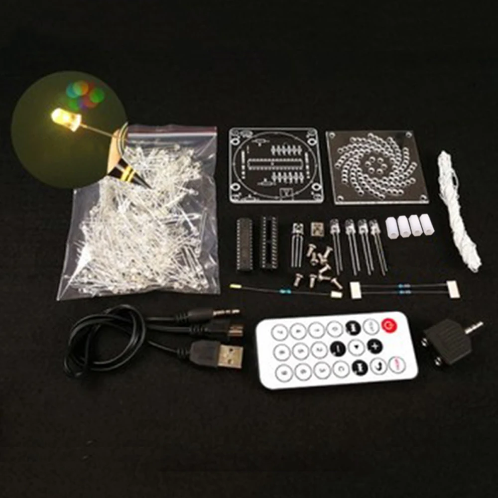Zestaw DIY LED Mała Wieża Guangzhou Kolorowe Płynące Światła Elektroniczny Zestaw z Pilotem Płytka PCB Zestaw do Ćwiczeń Lutowania DIY — zdjęcie produktu 5