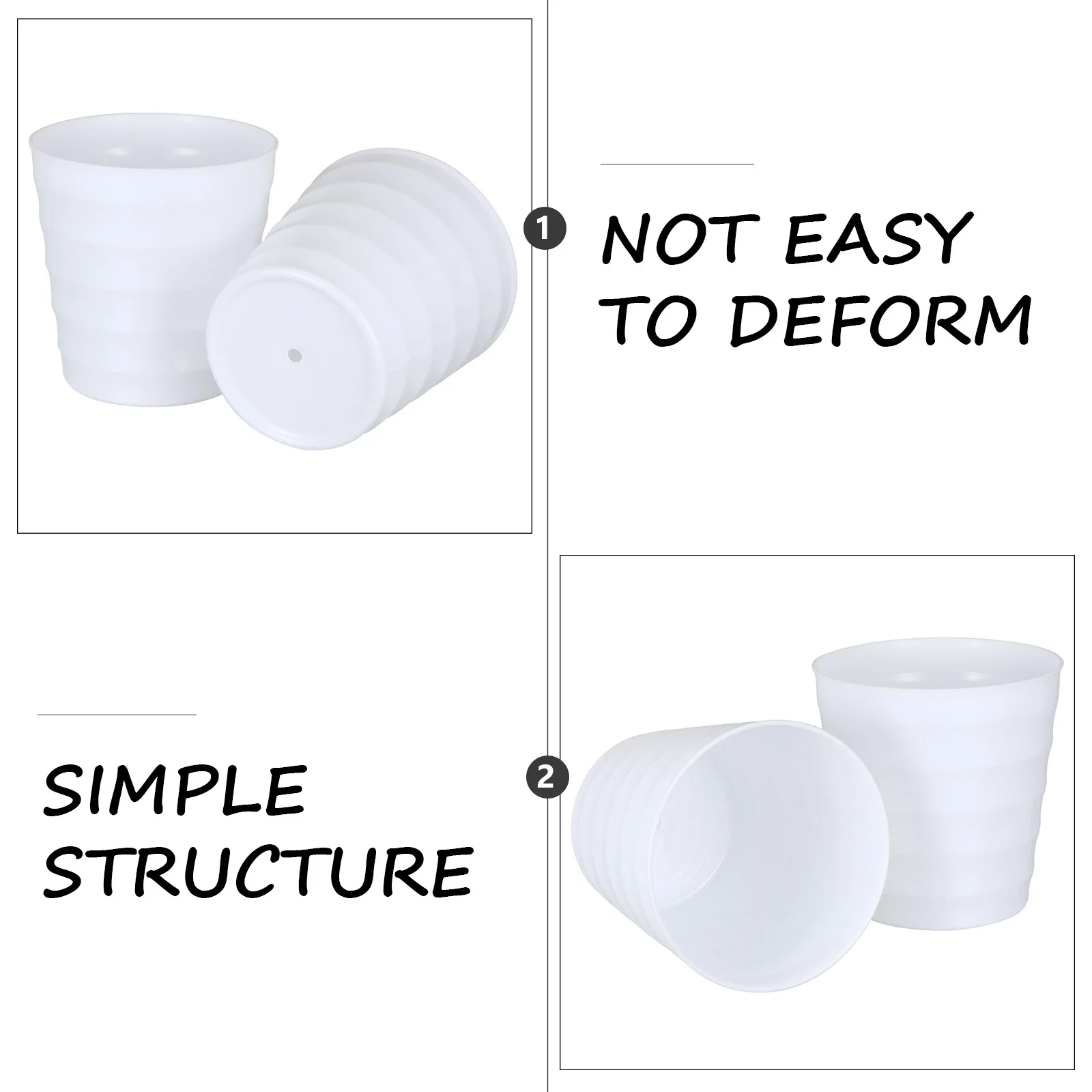 

2pcs Thicken Plastic Flower Pots Smooth Finish Drainage Hole For Indoor Garden Planter Home Decoration Desktop Window Sill Use