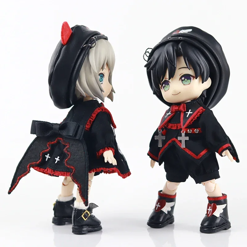 Ob11 Clothes Dark Devil Angel Hat Coat Pants Dress Set Shoes for P9, YMY, Ufdoll, GSC, 1/12BJD, Obitsu11 Doll Accessories Gift