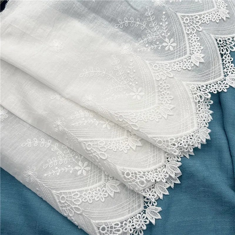 3Yard/Lot Double Layer 3D Cotton Embroidery Flower Fabric 28CM Lace Trim  Milk Silk DIY Clothing Home Textile Accessories