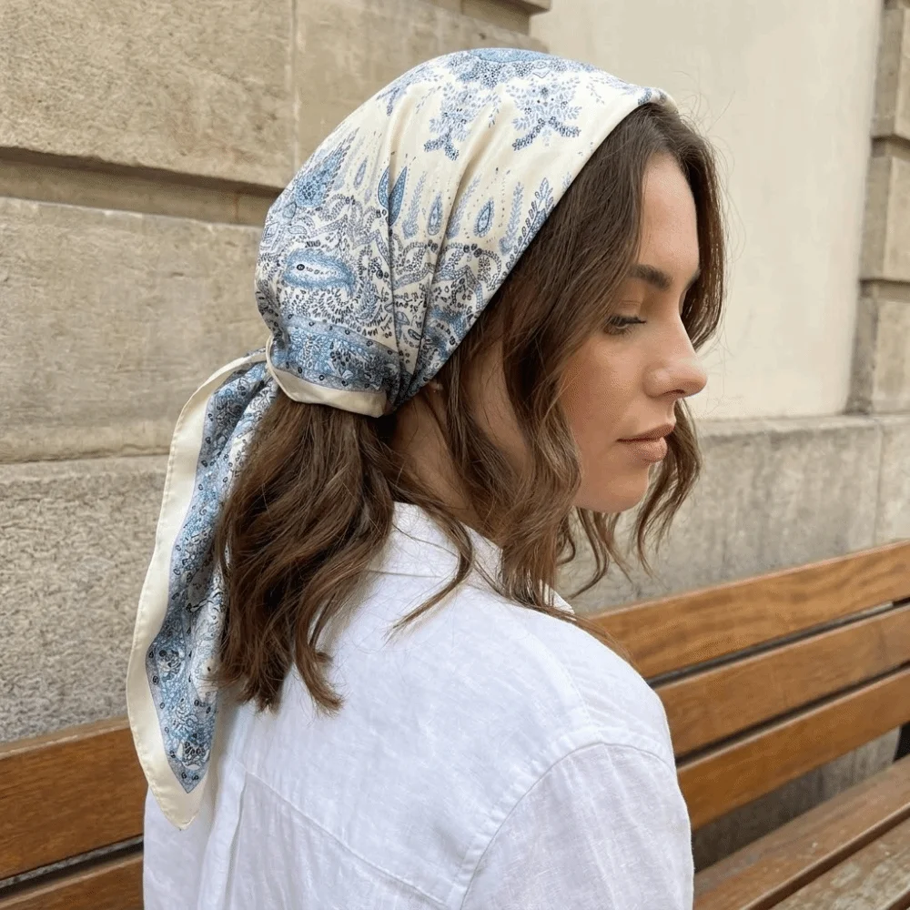 Elegant Geometric Shape Print Scarf Spicy Girls Hip Hop Silk Scarf Headband Hair Scarf Small Square Scarf Female