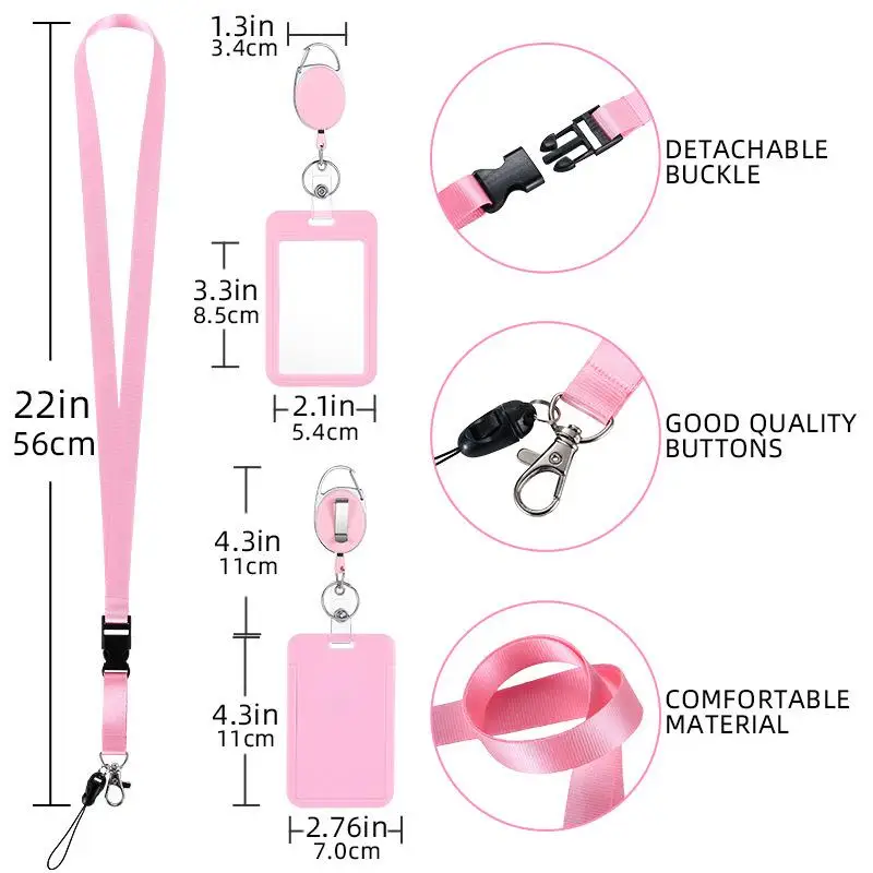 Retractable Badge Holder With Lanyard Slide Cover ID Card Holder Durable Work Card Sleeve For Office Staff School Student