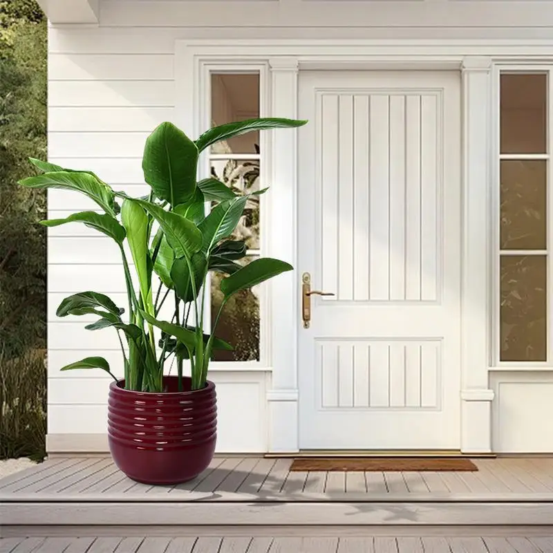 3 macetas de cerámica, maceteros modernos para patio, jardín o alféizar - pasta de frijol roja