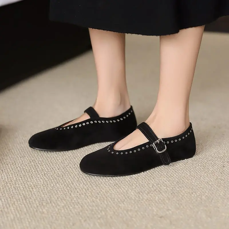 MORAZORA Genuine Leather Flat Shoes Sheepskin Mary Janes Women Flats Buckle Spring Summer Fashion Ladies Casual ballet Shoes images - 6