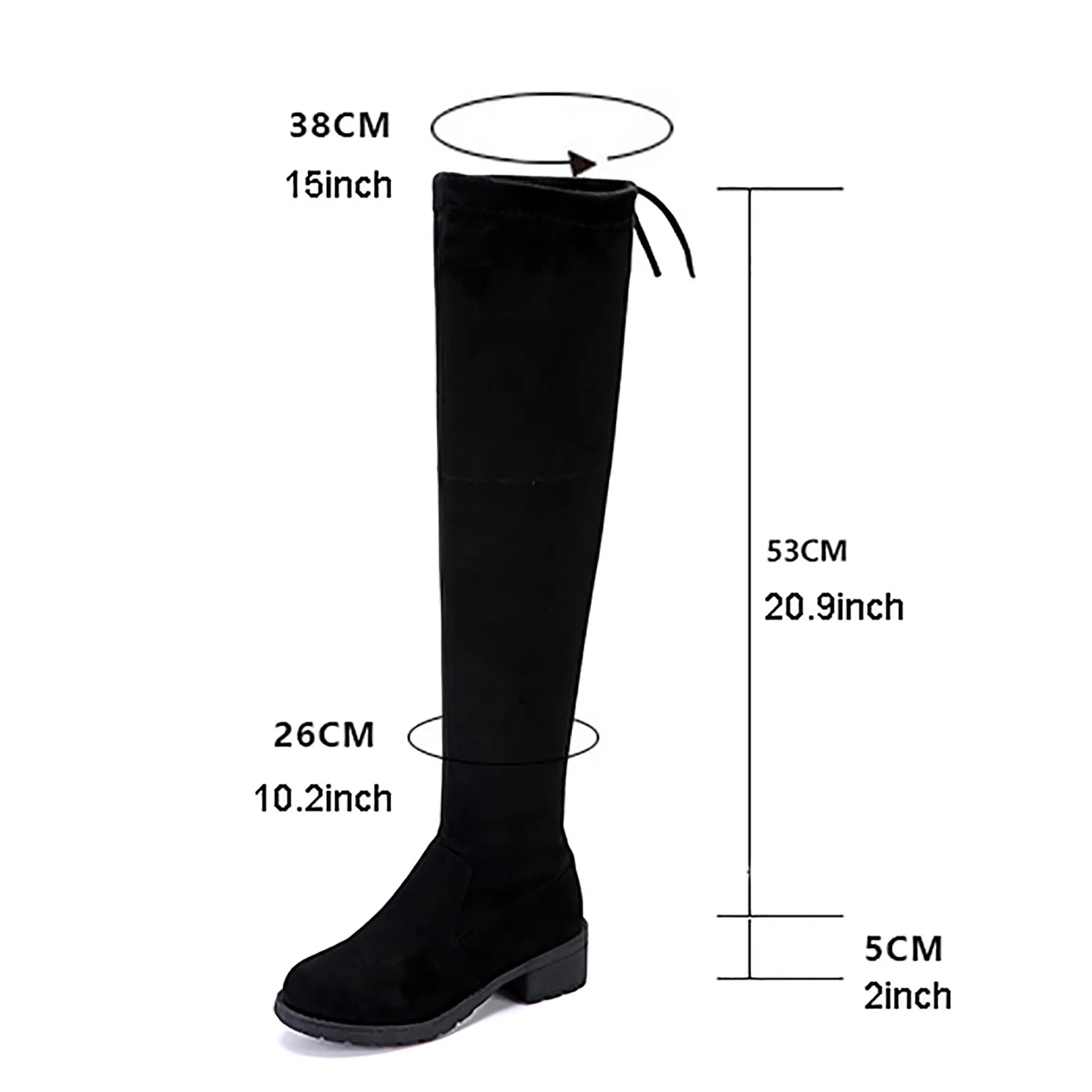 Winter Black Padded Version Over The Knee Women Boots Low Heel Round Toe Square Heel Lady Long Boots Wygodne buty codzienne