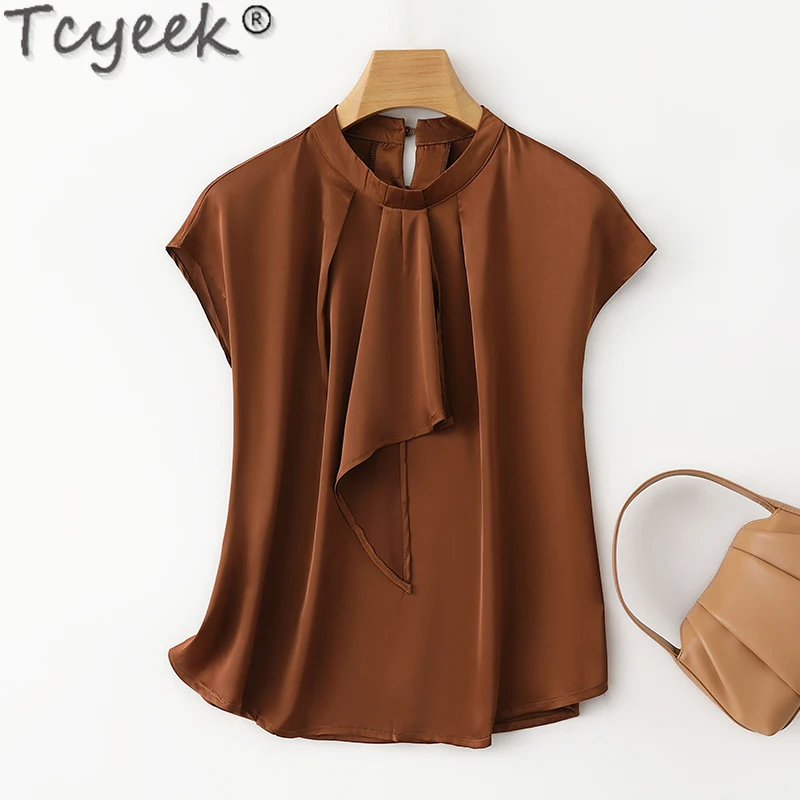 

Tcyeek 92% Mulberry Silk Blouse Women Summer Clothes New Style Womens Tops and Blouses Elegant Women's Blouses Blusa Feminina