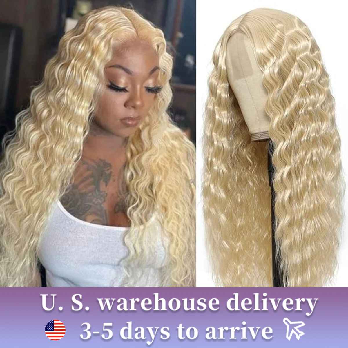 

40 Inch 210 Density 613 Honey Blonde Color Curly 13x6 Lace Front Human Hair Wigs Deep Wave 13x4 HD Transparent Lace Frontal Wig