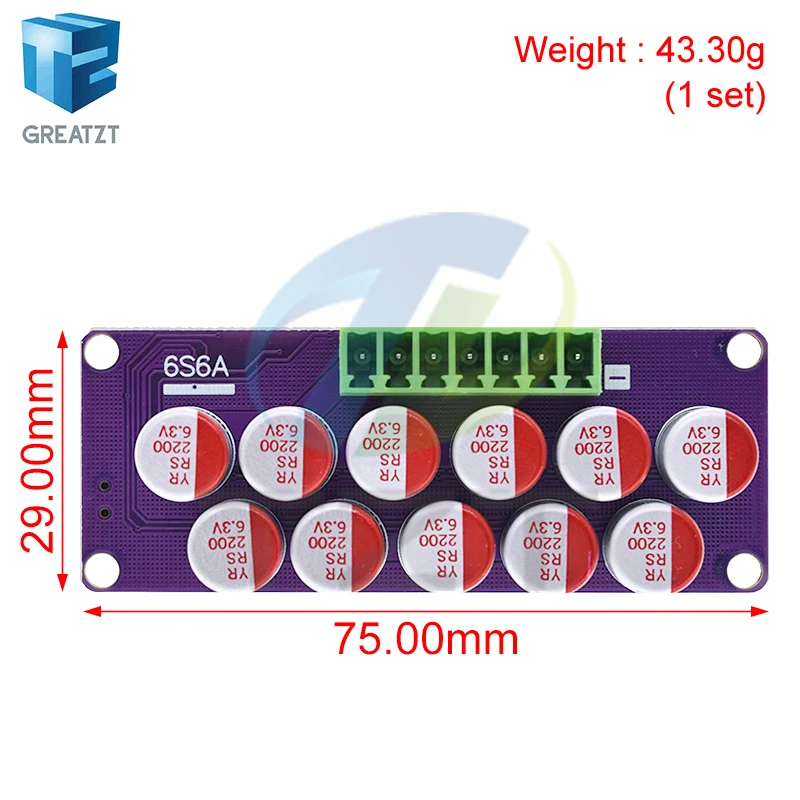 GREATZT 6S 6A High Current Lithium Battery Active Equalization Board Lifepo4 Battery Energy Transfer Equalization Capacitor