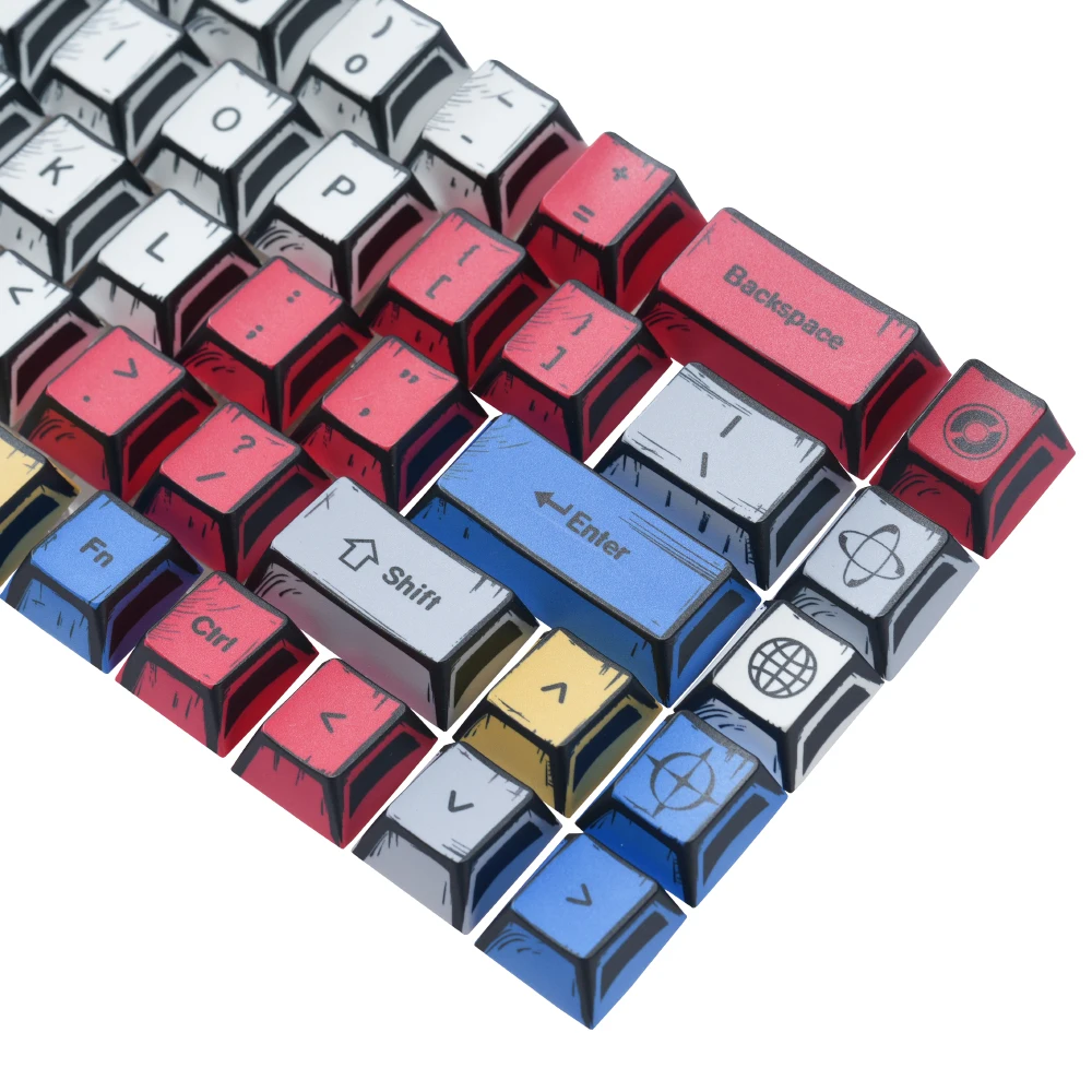 Comic‑Strip PBT Keycaps 5‑Sided Dye‑Sublimation Compatible 61‑68 Keys Magnetic & Mechanical Switches Custom Keyboard Keycap Set