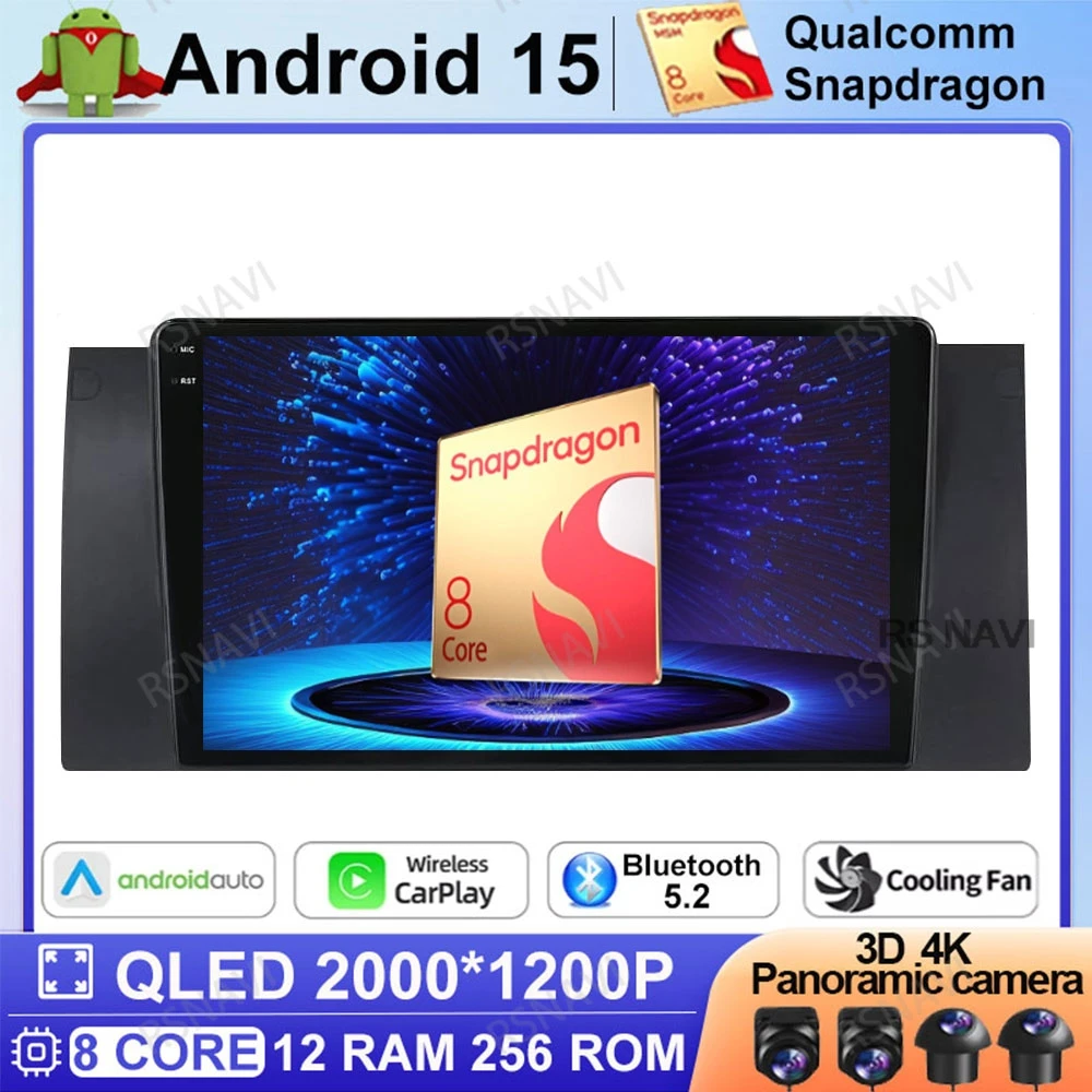 

Android 15 For BMW M5 E39 E53 X5 1999-2006 Navigation Stereo GPS DVD Car Radio DSP Qualcomm Autoradio Viedo Player 4G LTE QLED