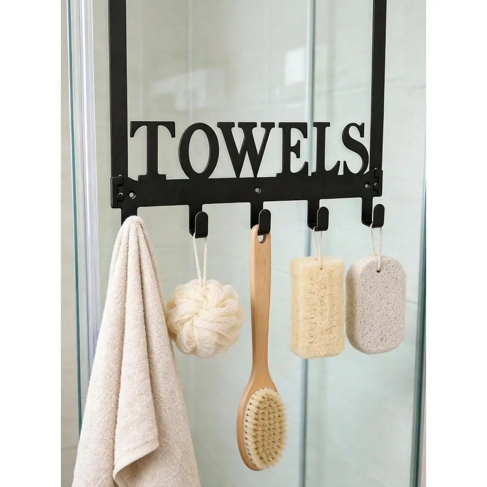 

Heavy Duty Door Hooks, Over The Door Organizer Rack, Bathroom Towel Hooks, Space Saving Metal Storage Shelf, Suitable For Towel