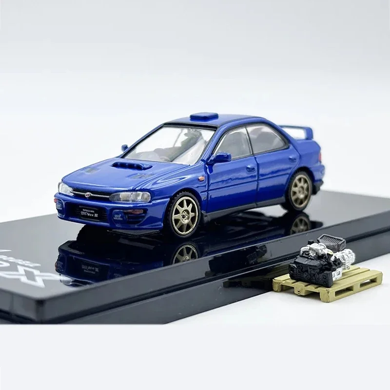 

HJ In Stock 1:64 Impreza GC8 Sports Blue With Engine Diecast Diorama Car Model Collection Hobby Japan