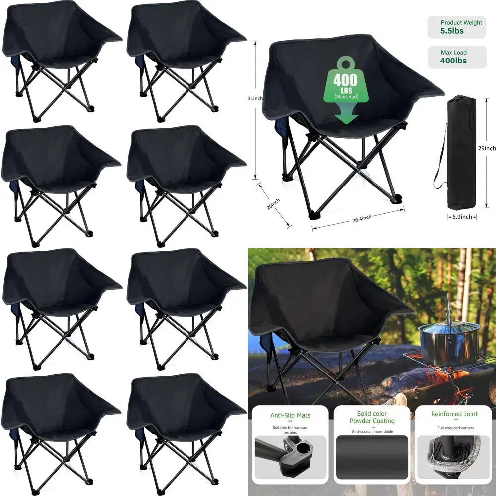 

Портативные складные кемпинговые стулья для взрослых - прочные, для использования на открытом воздухе, для занятий спортом и в парках, выдерживают нагрузку до 400 фунтов, черные.