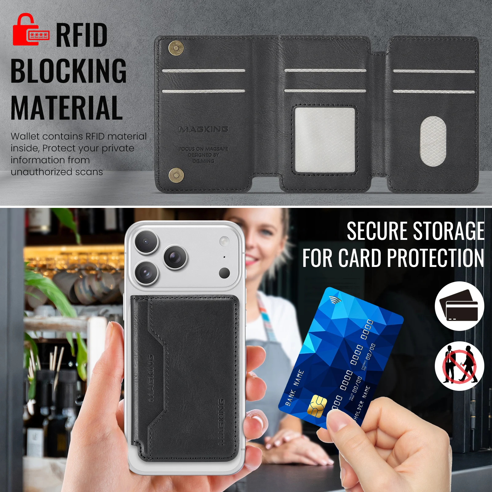 MagSafe Wallet RFID Blocking Magnetic Card Holder