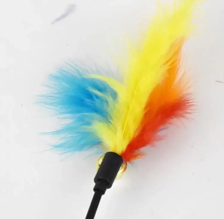 Cat Feather Toy Stick Pet Interactive Powerful Handheld Teaser Wand with Bell for Kitty Kitten Bird Scratching Exercise