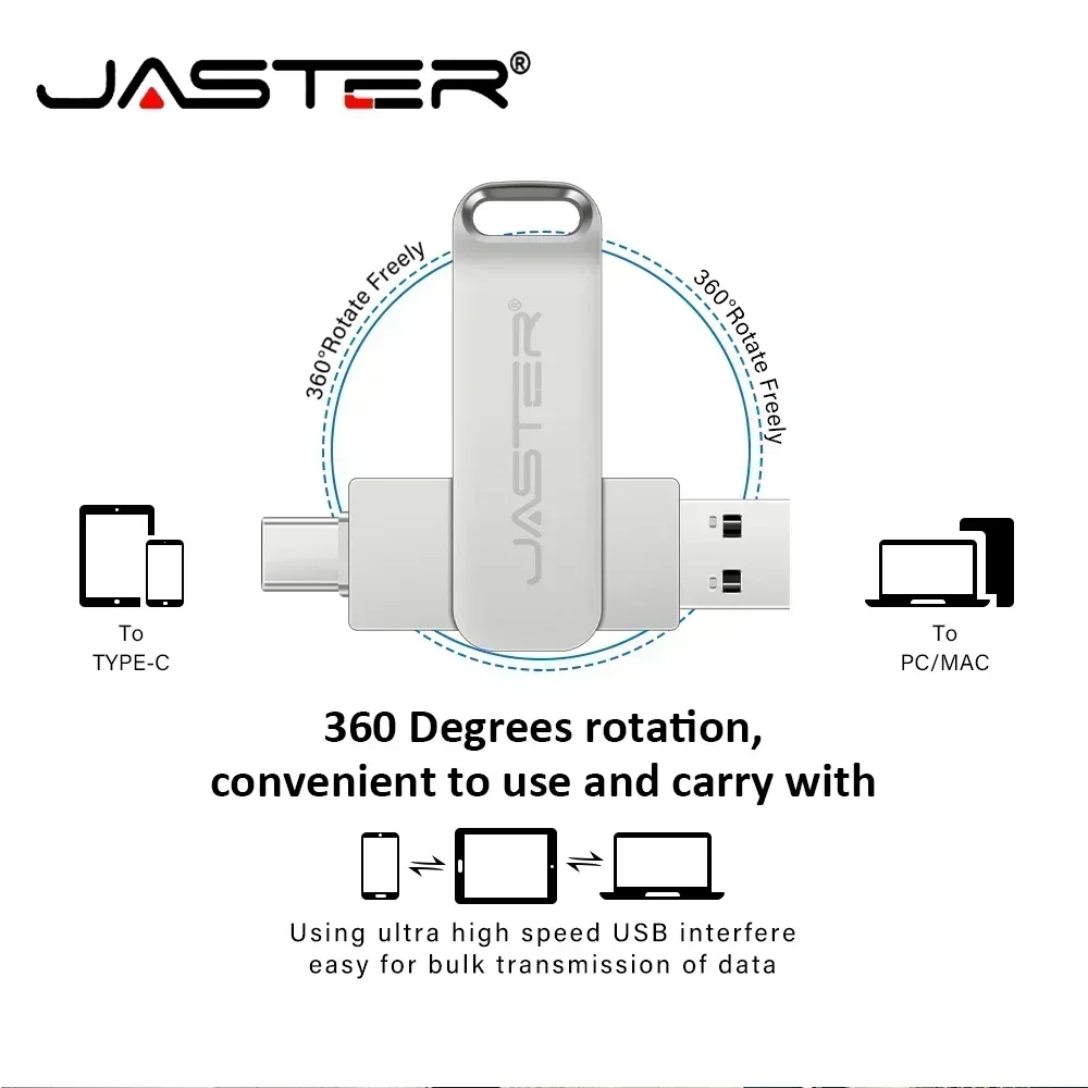 JASTER 2 in 1 Type C Pendrive 4GB 8GB 16GB 32GB 128GB 64GB USB Flash Drive 3.0 for Android Phone/PC