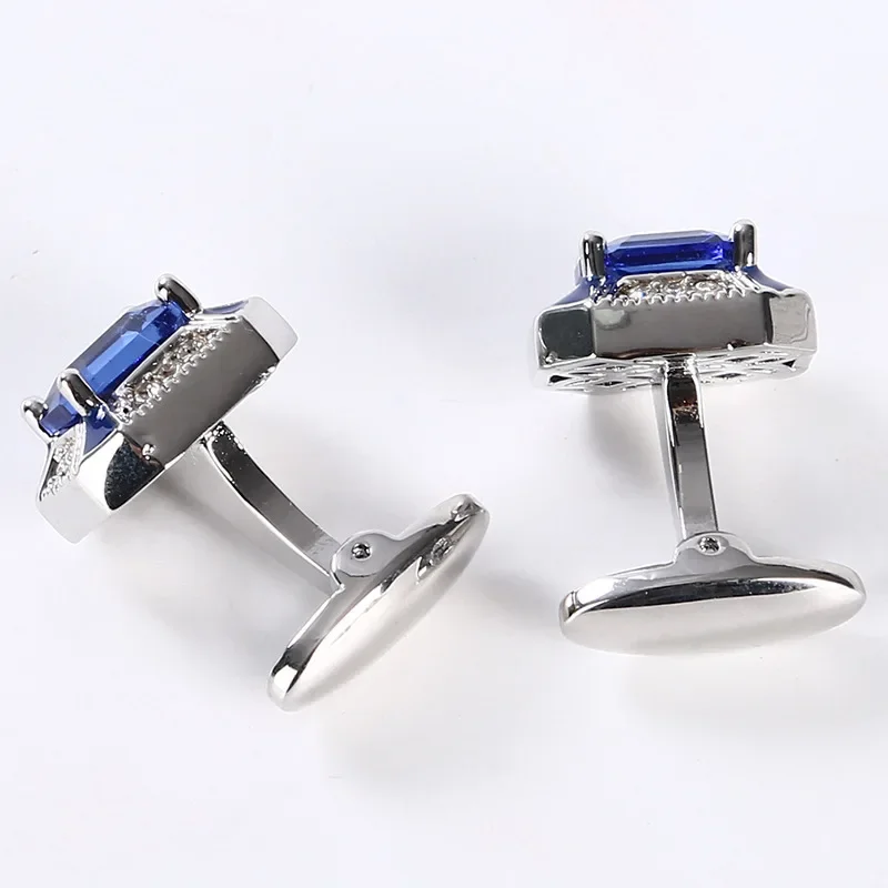 French Cufflinks Men\'s Unisex Gifts Daily Banquet Wedding Suit Shirt Buttons Classic Trendy Blue Crystal Business Cuff Links