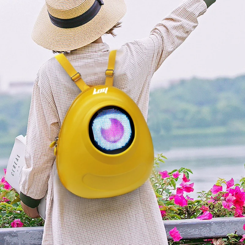 Big Eyes Glowing LED Backpack Puzzle Doodle LED Backpack Cartoon Cute School Bag Men's and Women's Backpacks