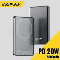 Essager Thin Power Bank 5000mAh External Battery Charger For iPhone 15 14 13 Pro Max Power Bank PD 20W Magnetic Wireless Charger