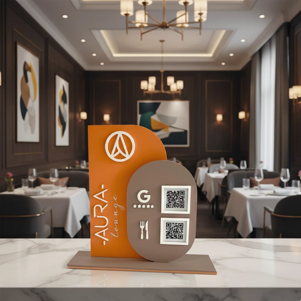 Customizable Acrylic Desktop QR Code Display Standees For Businesses Restaurants And Social Media QR Codes To Attract Followers
