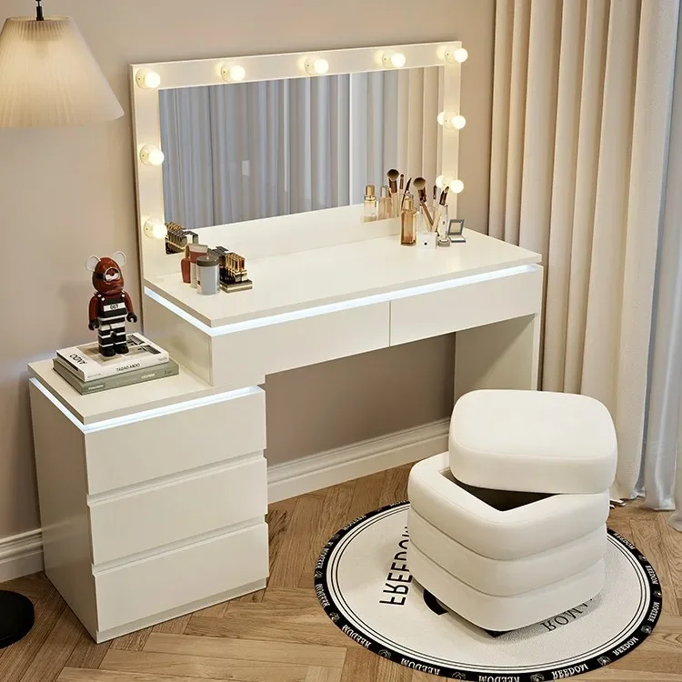 Ambient light, dresser, bedroom, modern simple solid wood makeup table, bedside storage cabinet, chest cabinet integrated