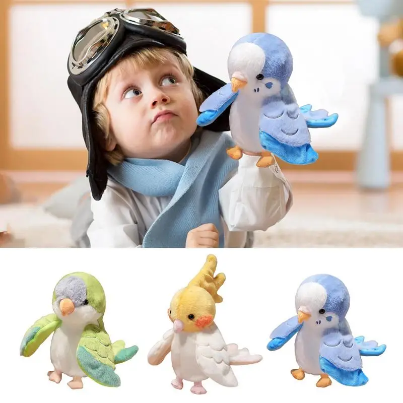 Parrot Hand Puppet Funny Parrot Stuffed Toy Plush Role Play Interactive Toy for Storytelling Teaching Puppet Theatre for Kids Bo