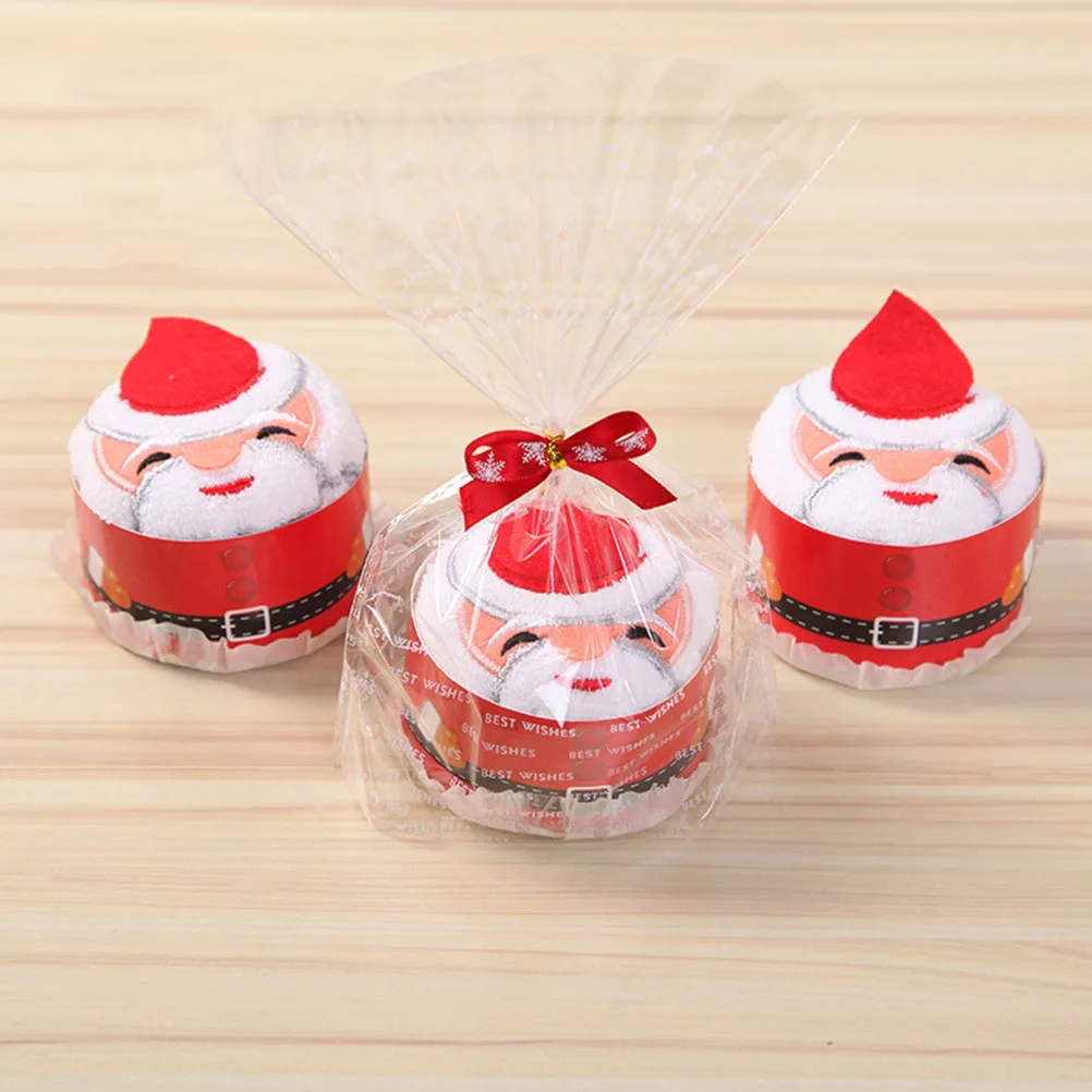 

2pcs Christmas Cotton Towels Soft Santa Claus Pattern Embroidered Cake Design EcoFriendly Bath Towels Washcloths