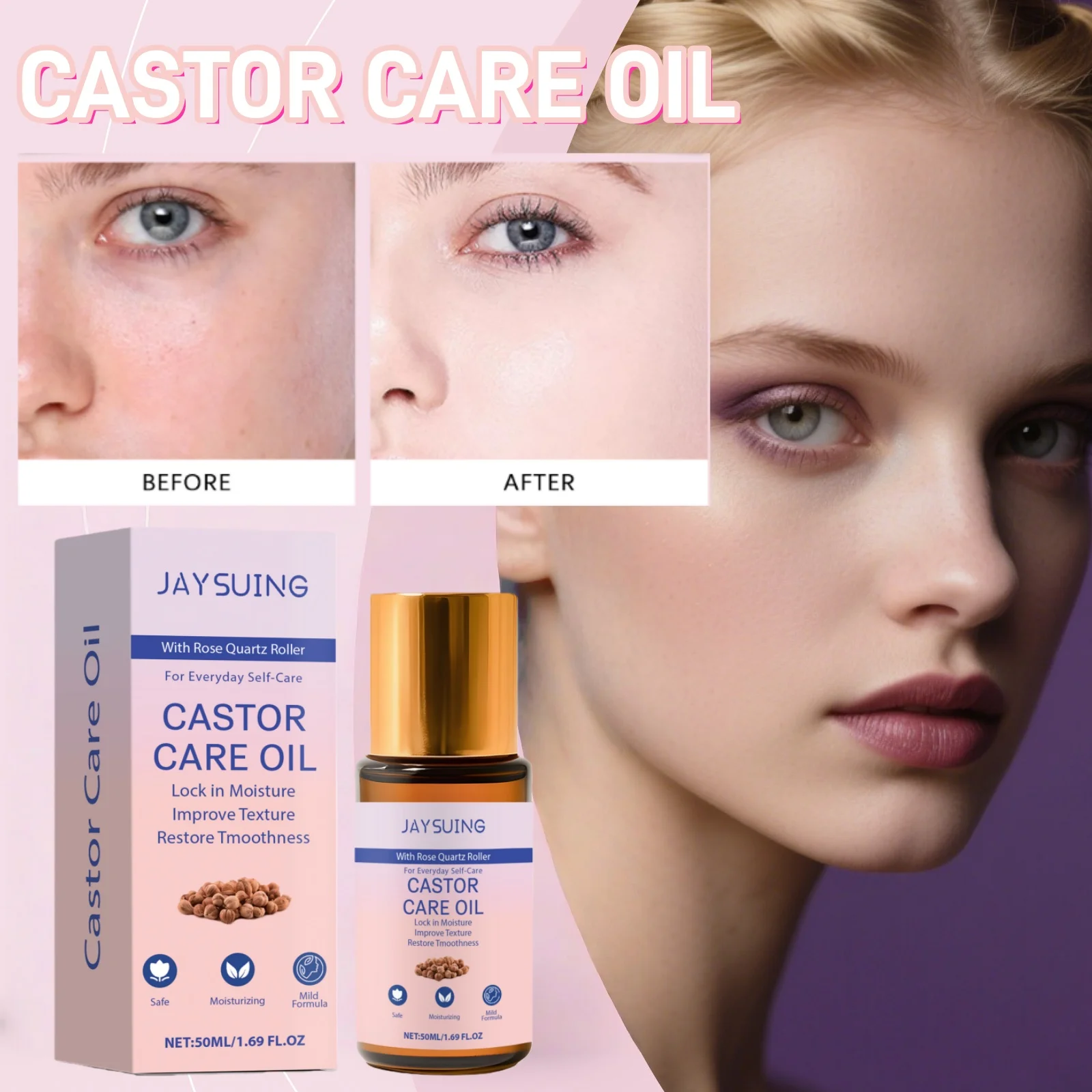 

Увлажняющая сыворотка с касторовым маслом в роликовом аппликаторе, натуральная формула, портативный дорожный формат, для ухода за телом и лицом, для сухой кожи, питательная.