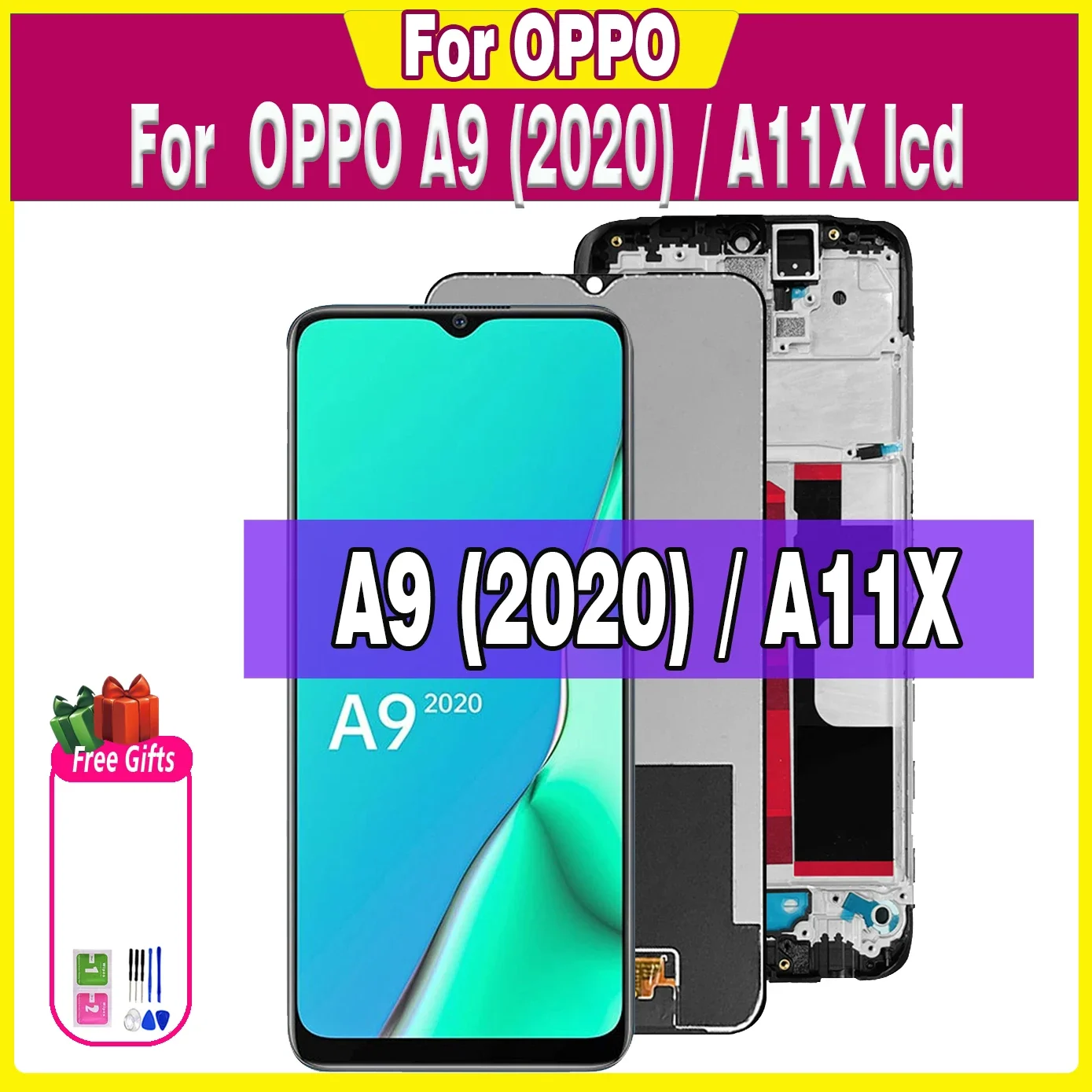 6.5\'\'LCD Screen Digitizer For OPPO A9 (2020) / A11X LCD CPH1937 CPH1939 CPH1941 Display Replacement Touch With Frame