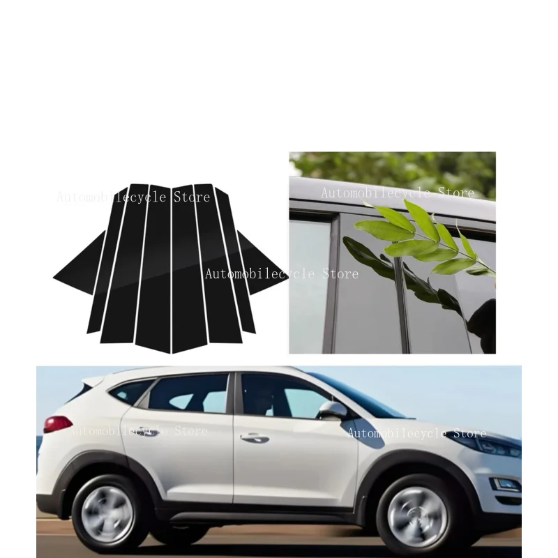 

8PCS Glossy Black Pillar Post Window Door Cover Trim Fit For Hyundai Tucson 2016 2017 2018 2019 2020 2021 Decoration Stickers