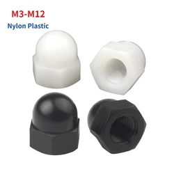 M3 M4 M5 M6 M8 M10 M12 Black White Nylon Plastic Hex Hexagon Acorn Cap Decorative Cover Semicircle Dome Nut