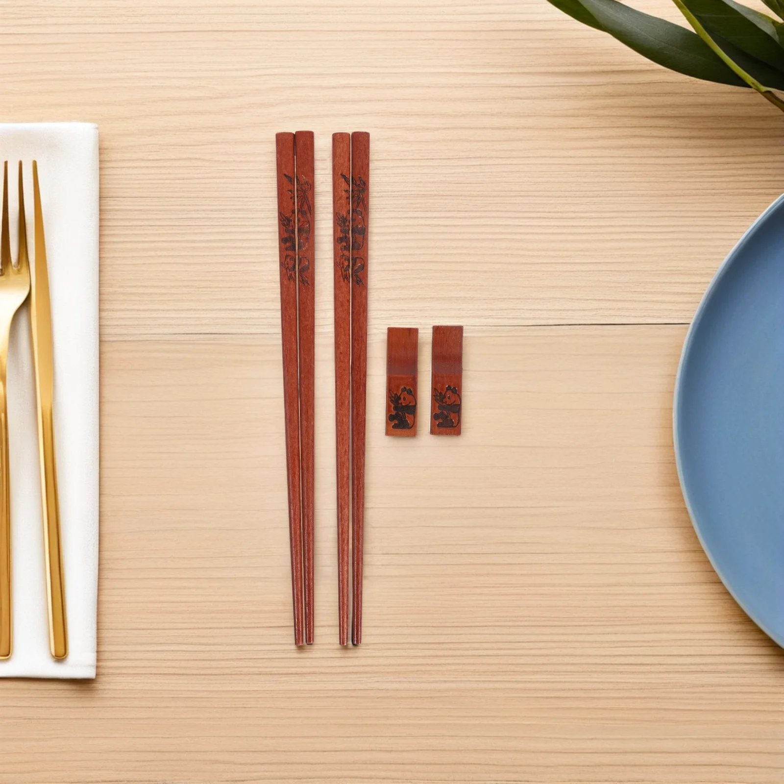 

2Sets Chinese Panda Chopsticks Natural Wood Reusable Chopsticks with Holder for Dining Travel Souvenir Housewarming Lunar New