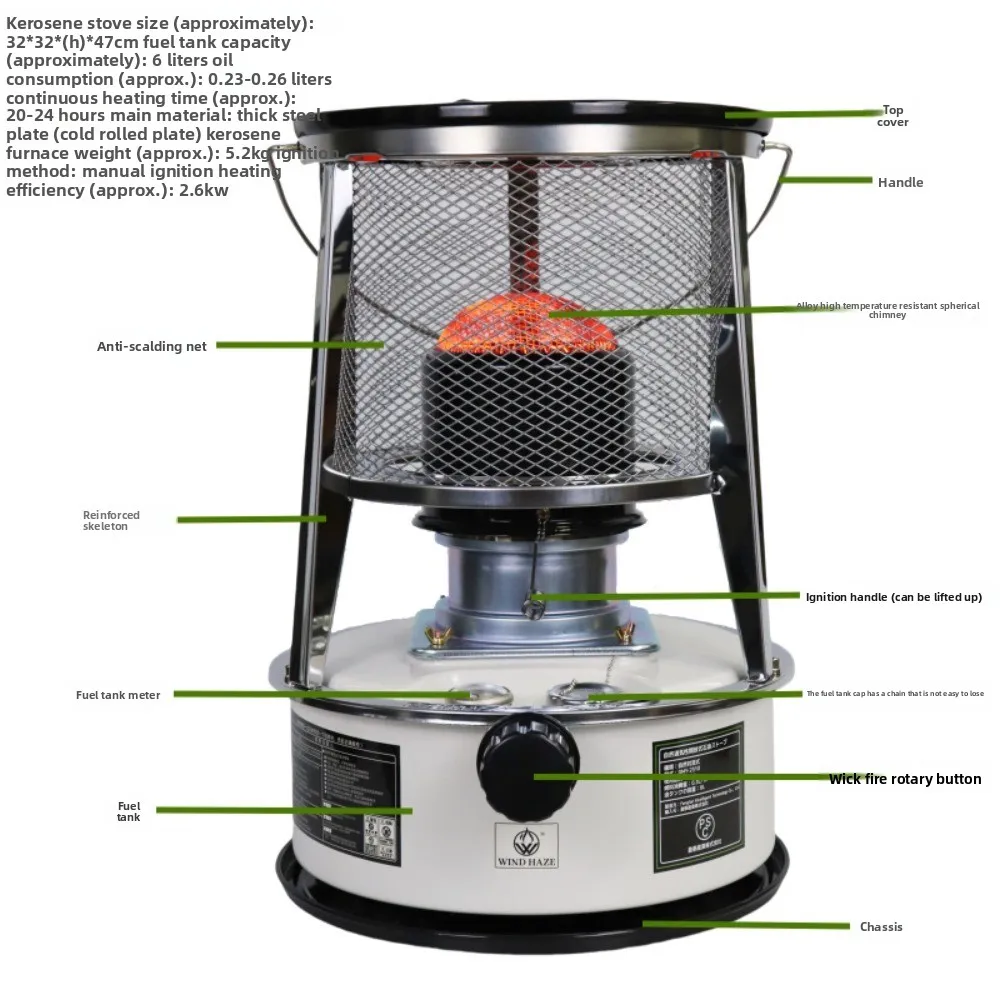 Portable Heater Stove for Indoor Outdoor Ice Fishing Camping Tent Garage Workshop Barbecue Automatic Safety Shut Off