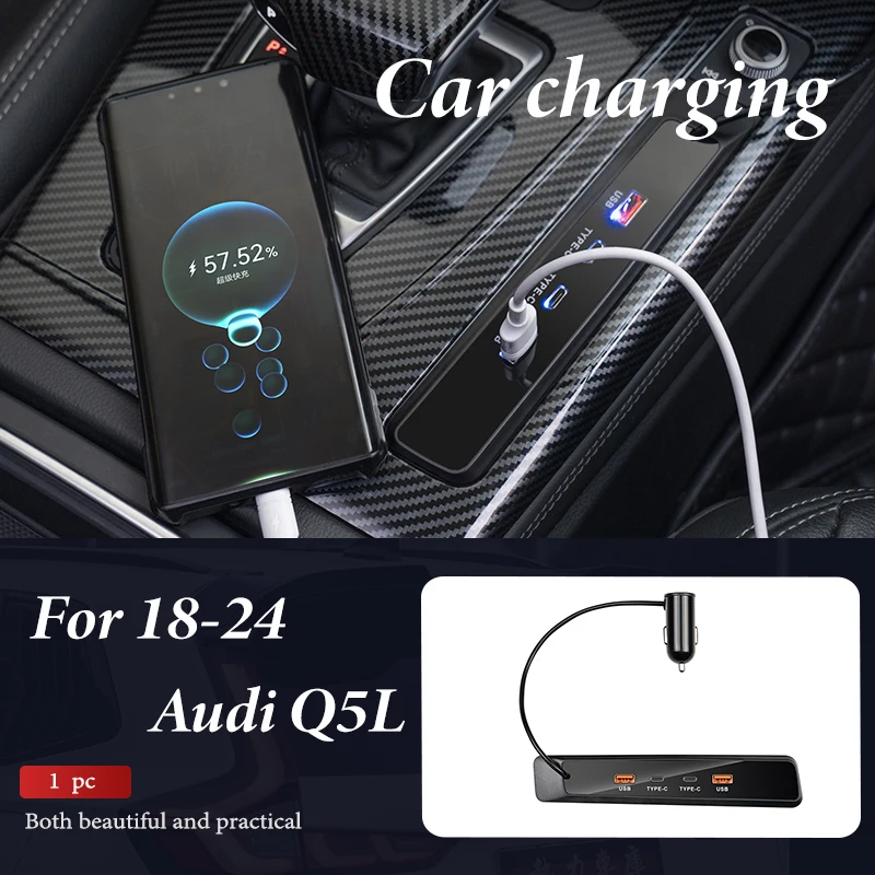 

for 18-24 Audi Q5L USB C Car Charger Super Fast Car Charger Adapter With Cable, Cigarette Lighter USB Charger Fit for iPhon