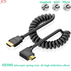 1 szt. Kabla HDMI do Mini HDMI, mikro kabel Adapter, teleskopowy kabel sprężynowy łokciowy HDMI, kamera 4k o wysokiej rozdzielczości SLR