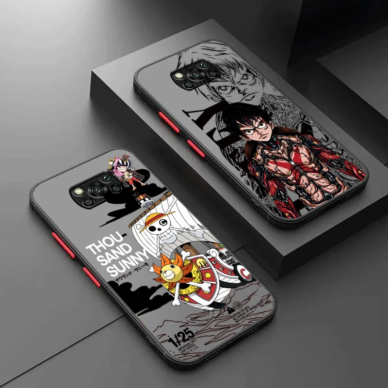 One Piece Luxury Luffy Cute Frosted Translucent For Xiaomi Mi Poco X5 X4 X3 M6 M5S M5 M4 M3 F5 F4 F3 GT Pro 5G Funda Phone Case