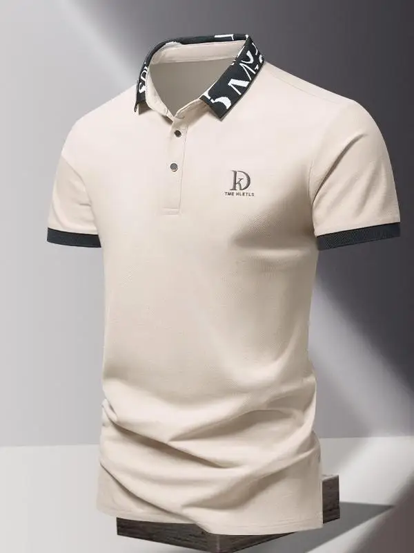 

Новая мужская футболка из чистого хлопка с коротким рукавом, модная, с цветочным воротником, износостойкая, летняя, для мужчин.