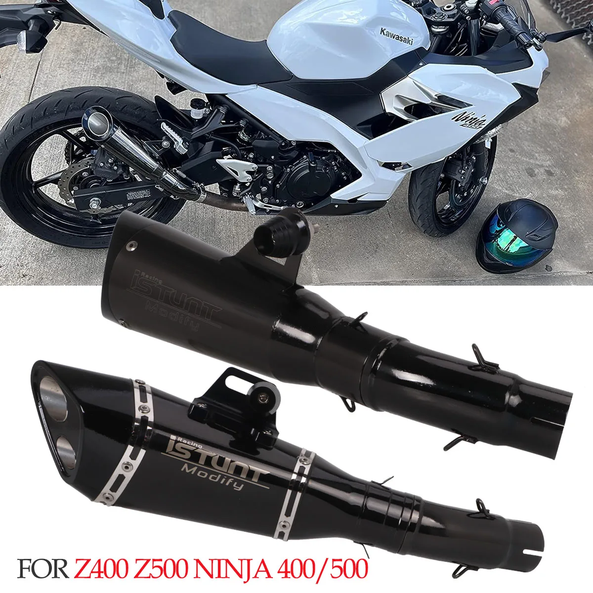 US Stock Escape Z500 Exhaust System Slip On For KAWASAKI Z400 NINJA 400 EX400 Ninja 500 2017- 2026