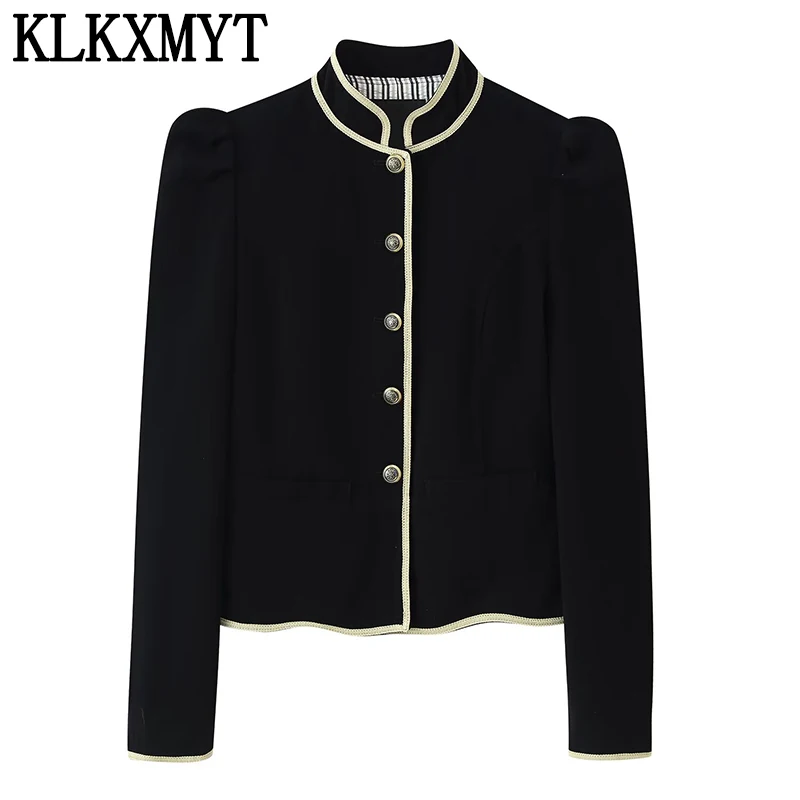 KLKXMYT Women Office Commuting Blazer Jacket Single Breasted Long Sleeve Short Coat New Fashion 2026 Autumn Streetwear Blazers