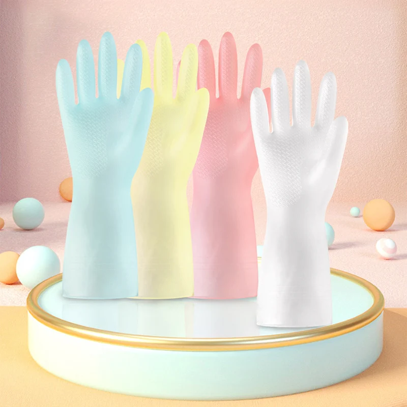 Reusable Household Gloves Waterproof Rubber Latex Cleaning Laundry Gloves Dishwashing Gloves for Kitchen Dish Washing