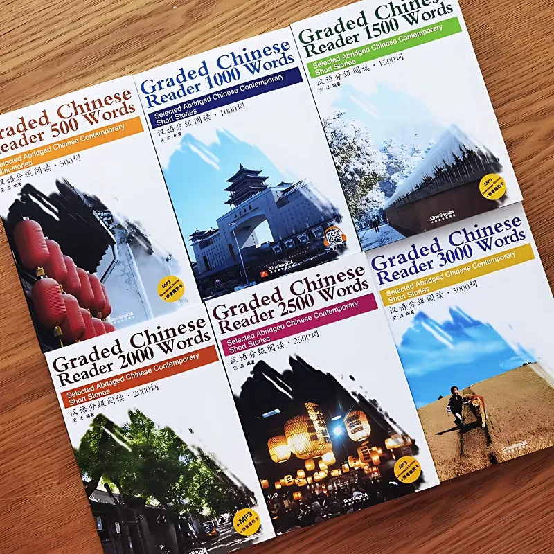 6 Books HSK 3-5 Chinese Graded Reading Books, Selected 500-3000 Words HSK Graded Reading Books