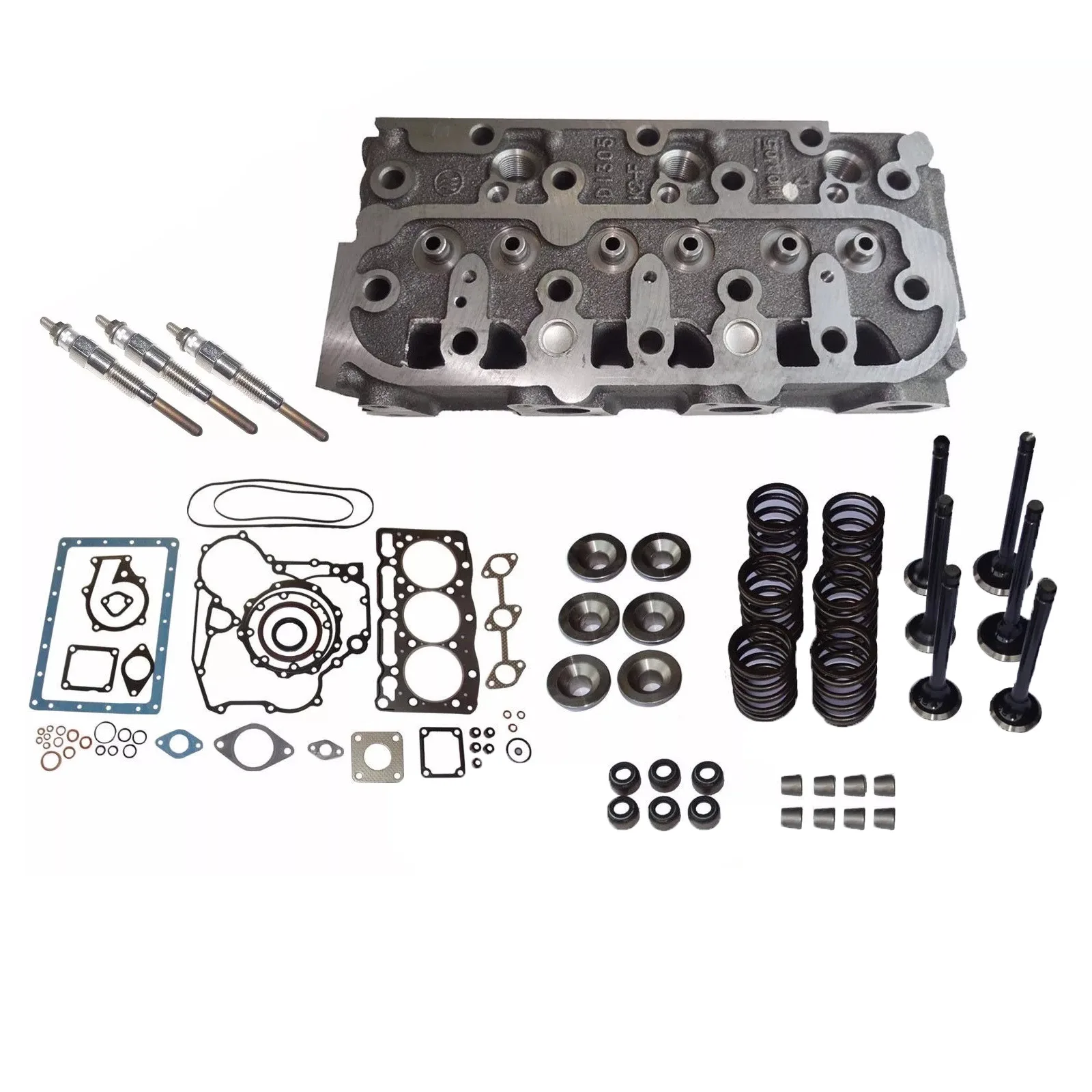

Engine Cylinder Head with Valve Mechanism Kit for Kubota D1105 Full Gasket Spark Plug